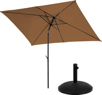 Produktbild von SVITA Sonnenschirm Set mit Schirmständer 3x2m Balkonschirm rechteckig Taupe