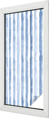 Obrázek produktu pro Vitrážová fólie na okna - 116x50 cm - vitrážový vzor - neprůhledná dekorativní fólie na ochranu soukromí - samolepicí, ochrana proti UV záření - modré pruhy