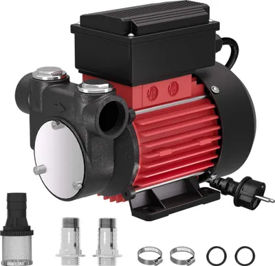 Produktbild von Wiltec Heizöl- und Dieselpumpe 230V 375W 60l/min, Selbstansaugende Umfüllpumpe mit 2m Ansaughöhe und Rückschlagventil, Absaugpumpe