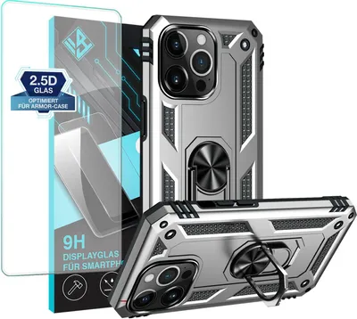 Produktbild von Armor Outdoor Handyhülle für Apple iPhone 13 Pro Max Handy Panzer Case Schutzhülle mit 9H Displayglas Displayschutz Farbe: Silber