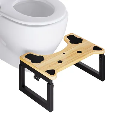 Produktbild von Badhocker Toilettenhocker aus Massivholz 3-fach verstellbar, klappbar, bis 226 kg – für Kinder & Erwachsene