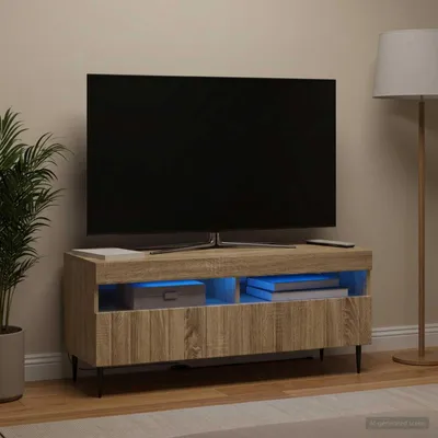 Image de Meuble TV exclusif - ZWOLLE, 100 x 35 x 43 cm, en chêne Sonoma