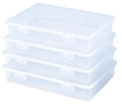 Zdjęcie produktu dla Zestaw 4 przezroczystych plastikowych pojemników do przechowywania z pokrywkami