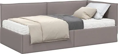 Productafbeelding van Hoekbed met matras en hoofdeinde, 2 stuks, taupekleurig fluweel
