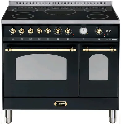 Produktbild von Lofra RNMD 96 MFTE / 5I - Black - Messing Finish Range Cooker Doppelbackofen Standherd 90 cm