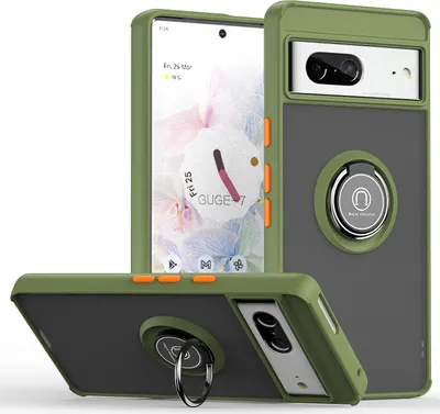 Produktbild von Google Pixel 7 Hülle, Ring Halter Ständer Matte Transluzent TPU Rahmen Stoßfest Schutzhülle für Google Pixel 7 Grün
