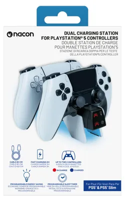 Produktbild von NACON Dual Charger V4, PlayStation 5, Ladestation, Schwarz, Weiß, USB, Kabelgebunden, Sony