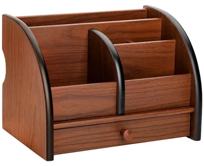 Immagine prodotto di Organizzatore da scrivania in legno Foraineam, con cassetto, supporto per telecomando e altro