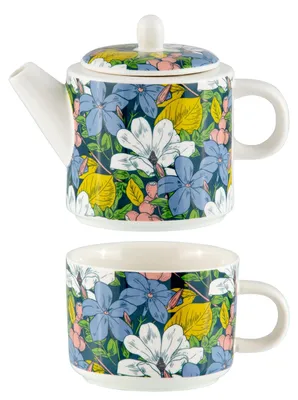Image de Théière en porcelaine avec motif floral