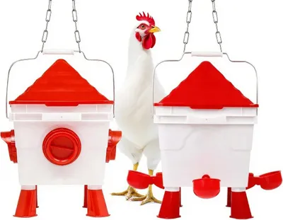 Immagine prodotto di Distributore di mangime per polli da 8 kg, abbeveratoio da 7 litri, con 4 bocchette, per pollame