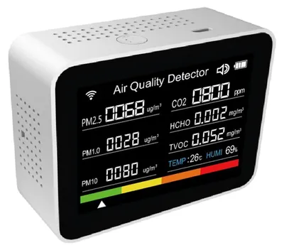 13-in-1 Luftqualitätsmonitor, CO2-Detektor, WiFi, App, Alarm, Weiß