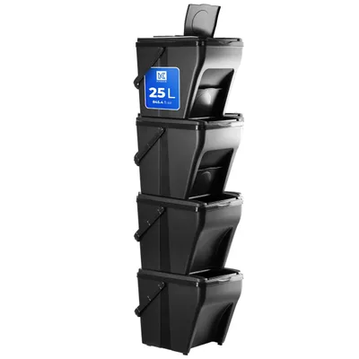 Image de KADAX poubelle modulaire en plastique "Arbol", poubelle trieur de déchets, noir, 25L, 4 pièces