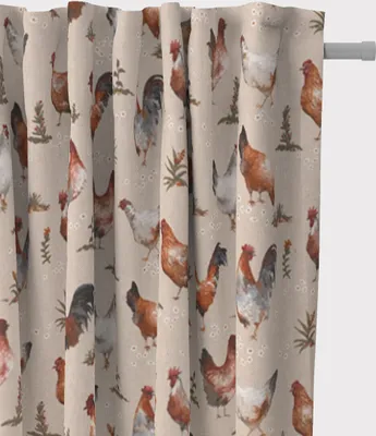 Produktbild von SCHÖNER LEBEN. Vorhang Chicken Farm Hühner natur braun 245cm Aufhängung Smok-Schlaufenband