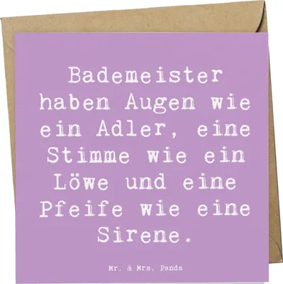 Produktbild von Mr. & Mrs. Panda Grußkarte Spruch Bademeister Superheld - Lavendeltraum - Geschenk, Wasserqualität, doppelkarte, anlasskarte, personalisierte Geschenke, Berufsleben