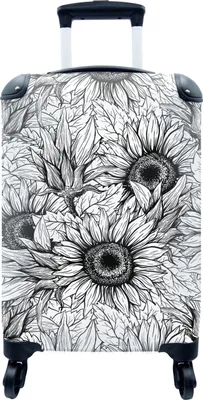 Produktbild von MuchoWow® MuchoWow® Koffer Handgepäck Trolley Rollkoffer Kleine Reisekoffer mit 4 Rollen - Blumen - Sonnenblume - Muster - Cabin Size < 55x40x23 cm & 55x40x20 cm - Fotokoffer - Kabinenkoffer - Boardge