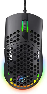 Produktbild von Havit MS1036 Gaming Maus Kabellos 7200 DPI, 7 programmierbare Tasten, RGB Beleuchtung, ultraleichtes Honeycomb Design, Präzisions Gamer Maus