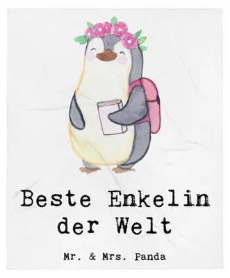 Produktbild von Mr. & Mrs. Panda Decke Pinguin Beste Enkelin der Welt - Weiß - Geschenk, Sofadecke, Winterdecke, Tagesdecke, Taufe, Geschenkidee, Kuscheldecke, Opa, Enkelkind, Oma