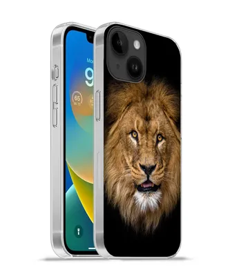 Produktbild von MuchoWow® Handyhülle Schutzhülle Hülle für Apple iPhone 14 - Softcase Löwe - Porträt - Schwarz - Tiere Silikon Softcase Handy Hülle - Mobiltelefonhülle