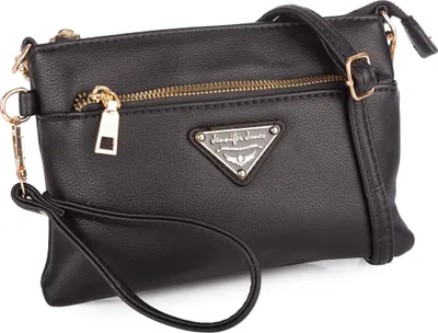 Produktbild von Jennifer Jones Damen Tasche Kleine Abendtasche Umhängetasche Kunstleder schwarz