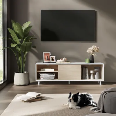 Produktbild von VASAGLE TV-Schrank, Fernsehtisch Wohnzimmer, geriffeltes Glas modern