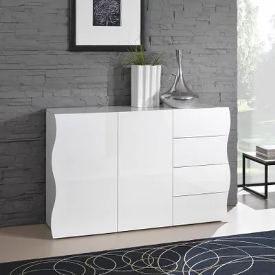 Produktbild von Küchenkommode Onda weiß 130 cm mit 2 Türen und 4 Schubladen
