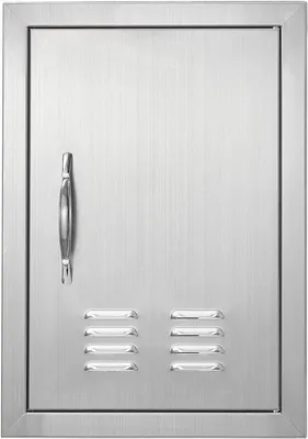 Obrázek produktu pro Dveře pro venkovní kuchyni, rozměry 356 x 508 mm, samostatná montáž, ploché zapuštění do nerezové oceli. Vertikální montáž na zeď s madlem a ventilačními otvory, určené pro venkovní grily a grilovací stanice