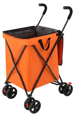 Immagine prodotto di Carrello della spesa, design pieghevole, ruote in gomma, colore arancione