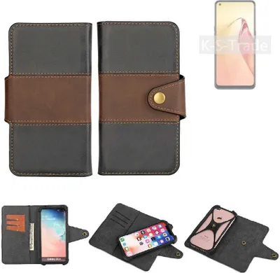Produktbild von K-S-Trade Handyhülle Schutzhülle Hülle Bookstyle Wallet-Case kompatibel mit Oppo F21s Pro 5G Bumper Rundumschutz schwarz-braun 1x