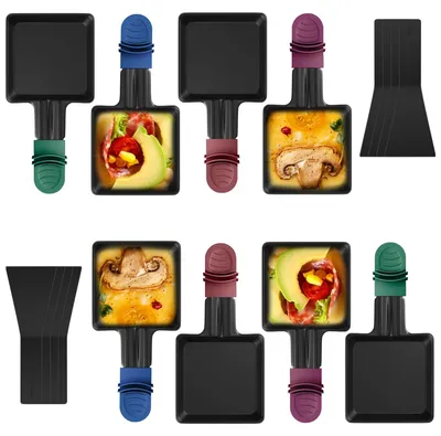 8er-Set Raclette-Pfännchen, quadratisch, Antihaftbeschichtung, 18,4 x 9,2 cm