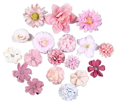 Image de Lot de 18 pinces à cheveux en forme de fleurs, roses et blanches