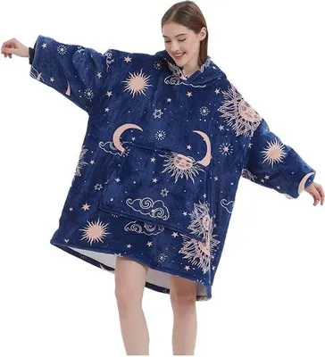 Produktbild von Große Fleece-Decke, Wollige Winterdecke, Sherpa-Extra, Fleece-Hoodie-Decke, für Damen und Herren, groß, weich, warm
