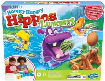 Produktbild von Hasbro Hungry Hippos Launchers Geschicklichkeitsspiel mit Werfern