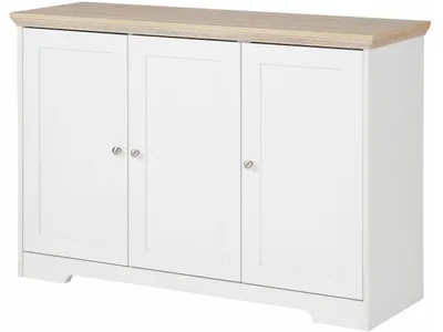 Produktbild von Sideboard >Nantes< in Weiß / Eiche Nachbildung - 118x80x39cm (BxHxT)