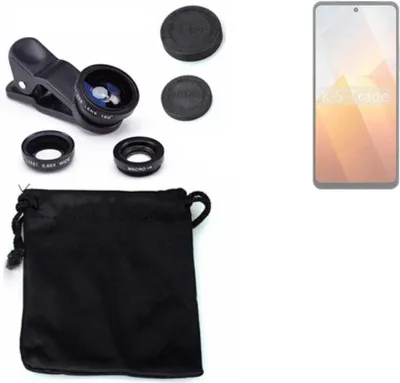 Produktbild von K-S-Trade Smartphone Kamera Linsen Set Kompatibel mit Vivo Y100t 3in1 Clip-On Kamera Adapter Macro Weitwinkel FishEye Fischauge Objektiv Linse