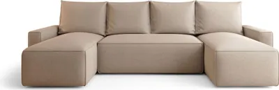 Produktbild von BEDANTE ECKSOFA mit Schlaffunktion SAVIO U Curio 15 Beige U-Form Sofa mit Stauraum Bettkasten Wohnzimmersofa Couch Sofa Bettsofa Bettkasten Bettcouch