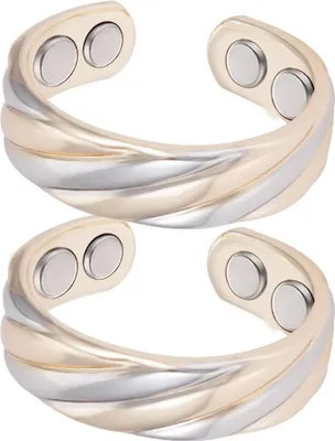 Produktbild von Kupfer-Ring 2er-Pack 57,5 mm, reiner Kupfer-Magnetring für Damen, 3500 Gauss Magnet, stilvolles Schmuckset