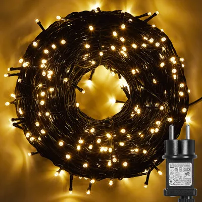 Produktbild von 100M 500 LED Lichterkette Innen Warmweiß, Dekobeleuchtung Baum Fenster 31V 9 Modi Timer, Weihnachtsbeleuchtung Party Balkon Garten