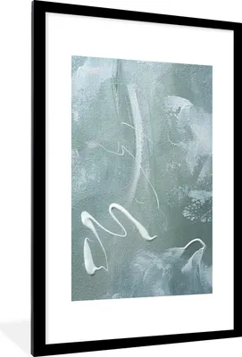 Obrázok produktu pre MuchoWow® Zarámovaný plagát - Zelený - Biely - Maľba - Obraz - 60x90 - Nástenný plagát Rám Fotografie