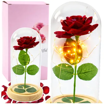 Immagine prodotto di Rosa Eterna In Cupola Di Vetro Illuminazione A Led Rossa 21x11cm