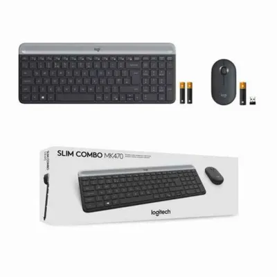 Immagine prodotto di Logitech Slim Wireless Combo MK470 - Set tastiera e mouse - senza fili - 2,4 GHz - QWERTY - Spagnolo - Grafite