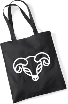 Produktbild von Huuraa Jutebeutel Widder Sternzeichen Symbol 10 Liter Black Baumwolle Tasche Geschenkidee