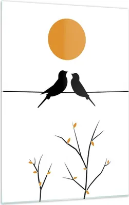 Produktbild von Bilder auf glas - Einteilig - Bild Vögel Sonne - 50x70cm - Glasbilder - Wandbilder - Bilder - zum Aufhängen bereit - Wanddekoration aus Glas - Glas Bilder - Wandbild auf Glas - GPA50x70-4772