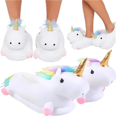 Produktbild von Damen Hausschuhe, Herren Hausschuhe, warme Plüsch Einhorn Hausschuhe, ONESIES Hausschuhe