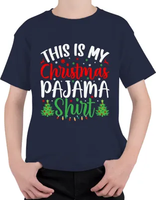 Produktbild von This is my Christmas Pajama Shirt Pyjama - Weihnachten Xmas Christmas Uni Kinder T-Shirt, Navy, 152