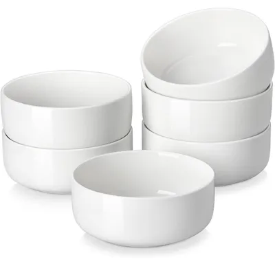 Immagine prodotto di Set di 6 ciotole per muesli, capacità 640 ml, in porcellana bianca, 6 pezzi