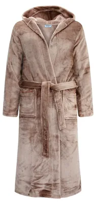 Immagine prodotto di GAUBERT Accappatoio unisex in pile con cappuccio, extra lungo, beige sabbia, taglia L/XL