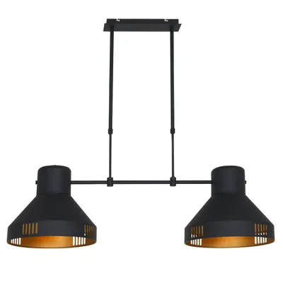 Produktbild von Steinhauer Pendelleuchte Evy 2-flammig Schwarz Matt/ Gold 104x35cm