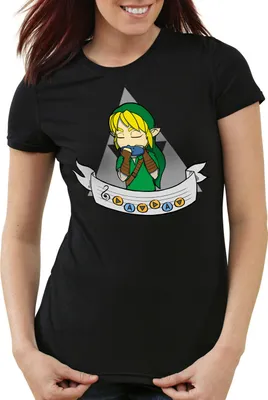 Produktbild von style3 Song of Time Damen T-Shirt link hyrule ocarina, Farbe:Schwarz, Größe:S