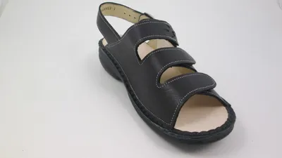 Produktbild von FINN COMFORT Saloniki Damen Sandale schwarz geprägtes Glattleder : 42 Schuhgröße: 42