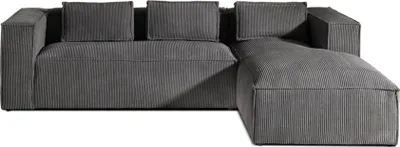 Produktbild von Lisa Design STELLA, Ecksofa, Cordsamt, 4-Sitzer, moderner Stil, rechts , Dunkelgrau